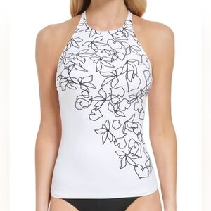 NWT Black And White Tankini Top - Medium. Please see Description For Call Out.